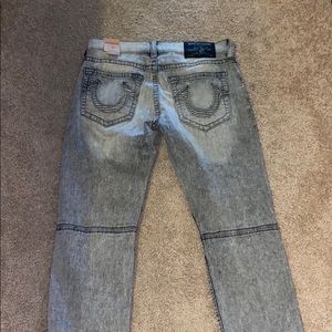 Light grey distressed True religion jeans